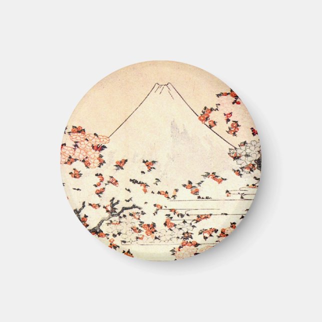 Imán Hokusai Monte Fuji Flores de cerezo (Frente)
