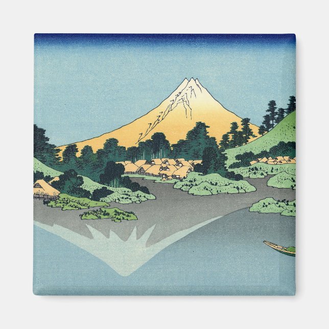 Imán Hokusai Monte Fuji reflexiona en el lago Kawaguchi (Frente)