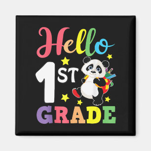 Imán Hola 1er grado Cute Panda de vuelta a la escuela