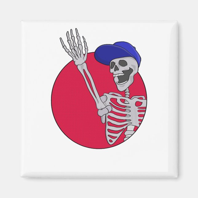 Imán Hola amigos Guay y Funny Skeleton (Frente)