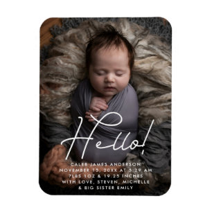 Imán Hola Baby Boy Photo Personalized Birats Stats Invi