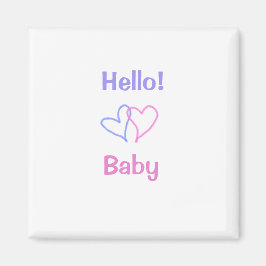 Imán Hola bebé rosa corazón púrpura acuarela boho