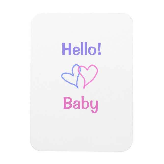 Imán Hola bebé rosa púrpura corazón acuarela boho (Vertical)