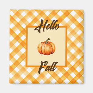 Imán Hola Caída Rústica Naranja Decoración de calabaza