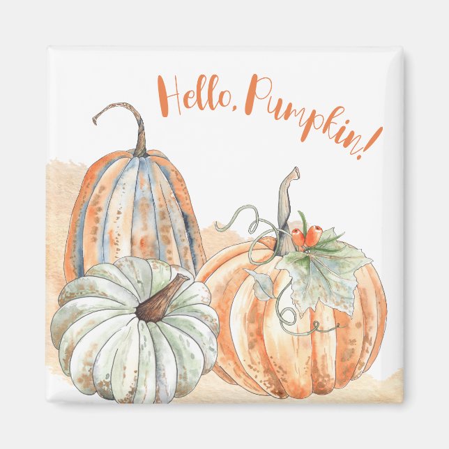 Imán Hola Calabaza Otoño Rústico (Frente)