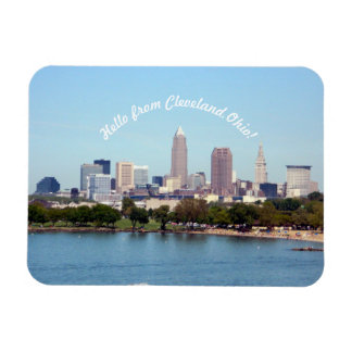 Imán Hola desde Cleveland Ohio Lake Skyline Magnet