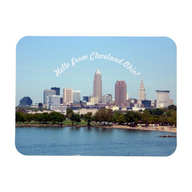 Imán Hola desde Cleveland Ohio Lake Skyline Magnet (Horizontal)