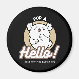 Imán Hola desde el lado de la correa - Diseño de perro
