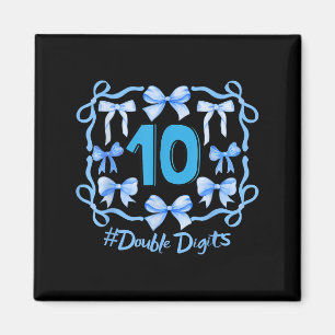 Imán Hola Diez Dígitos Dobles Cute Coquette Bow 10th Bi