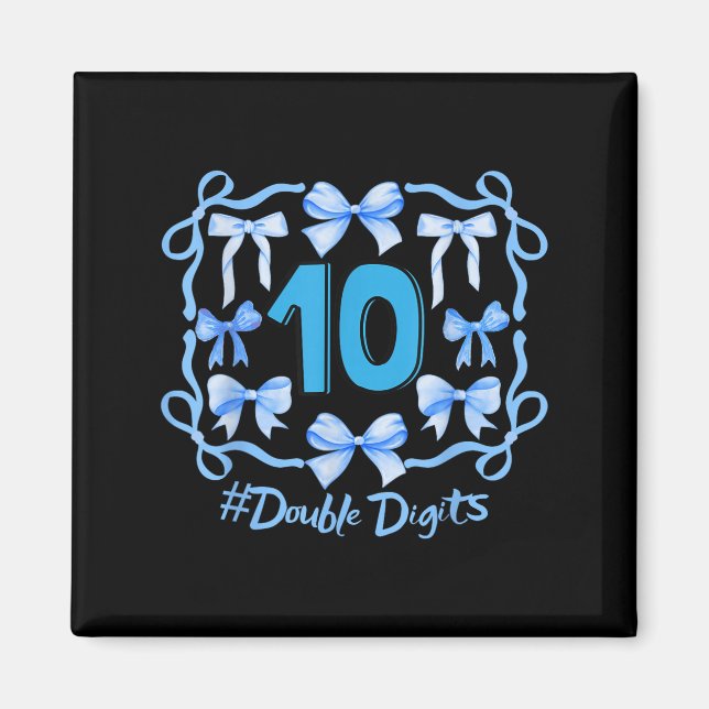 Imán Hola Diez Dígitos Dobles Cute Coquette Bow 10th Bi (Frente)
