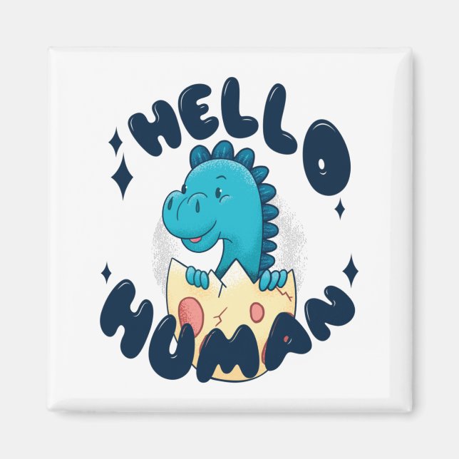 Imán Hola Dinosaurio divertido humano (Frente)