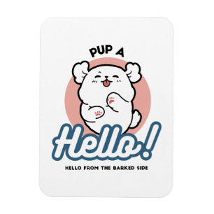 Imán ¡Hola! - Diseño feliz de Personalizados de perros 