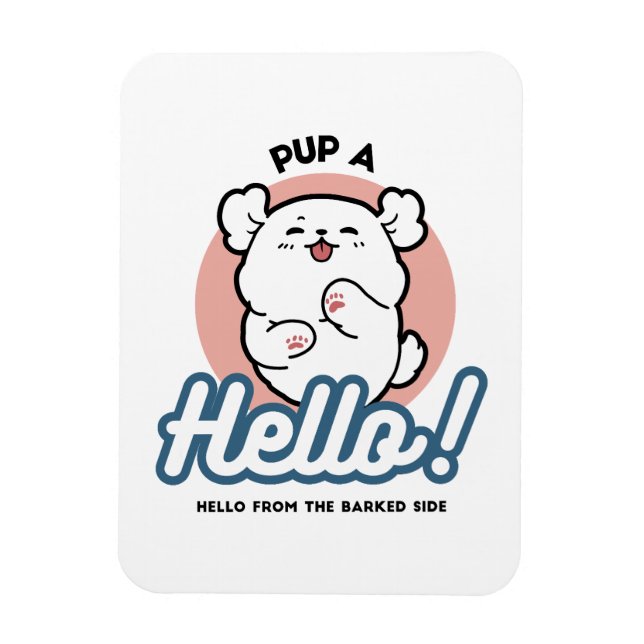 Imán ¡Hola! - Diseño feliz de Personalizados de perros  (Vertical)