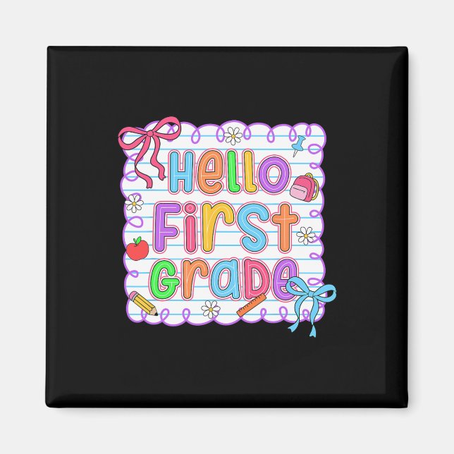 Imán Hola equipo de primer grado 1er grado de vuelta al (Frente)
