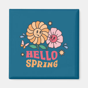 Imán Hola flores de primavera sol de Pascua
