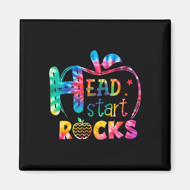 Imán Hola Head Start Rock Tie Dye Back to School Teach (Frente)