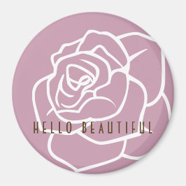 Imán Hola Hermosa - Flor de Rosa Rosa Chic Moderno