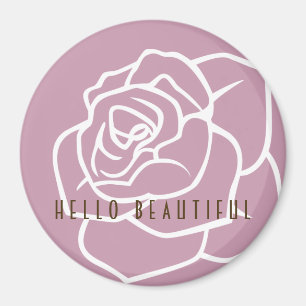 Imán Hola Hermosa - Flor de Rosa Rosa Chic Moderno