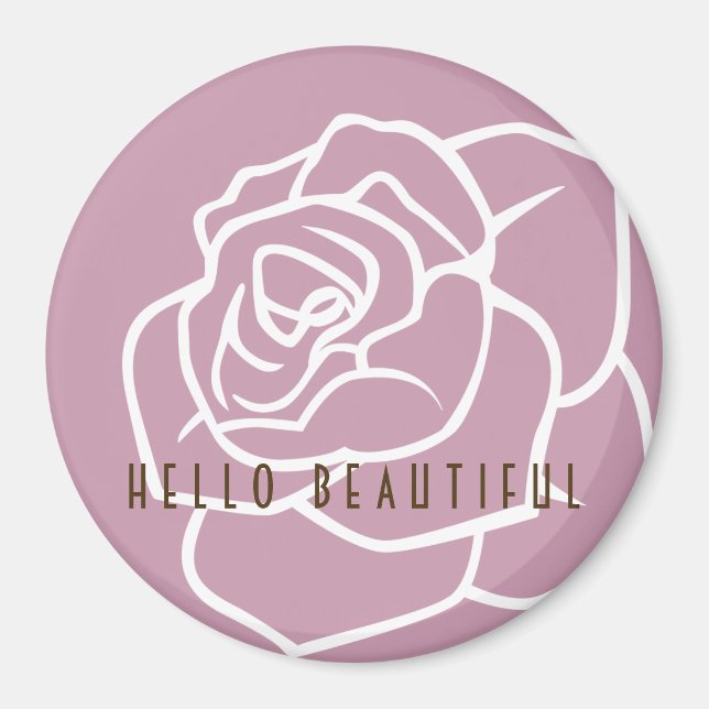 Imán Hola Hermoso - Rosa Rosa Floral Chic Moderno (Frente)