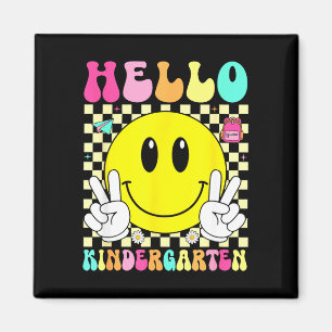 Imán Hola jardín de infancia sonrisa retro cara de vuel
