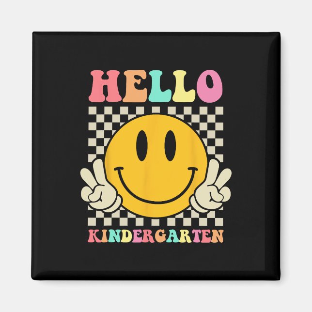 Imán Hola Kindergarten De Vuelta A School Groovy Teache (Frente)