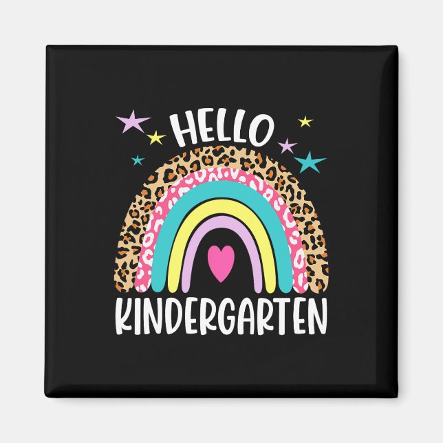 Imán Hola Kindergarten Rainbow primer día de vuelta a S (Frente)
