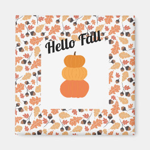 Imán Hola Naranja otoño calabazas y hojas de otoño