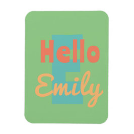 Imán hola nombre personal menta melocotón verde naranja
