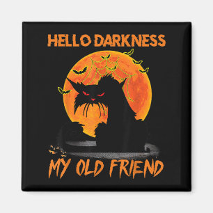 Imán Hola oscuridad mi viejo amigo Halloween gato negro