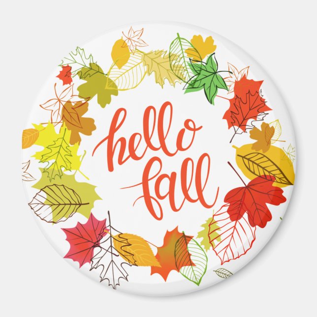 Imán "hola otoño" Circle Magnet (Frente)