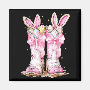Imán Hola Pascua Occidental Conejo Pascua Botas Vaquero