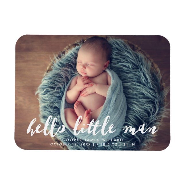 Imán Hola pequeño hombre | Anuncio de nacimiento de la  (Horizontal)