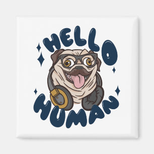 Imán Hola perro de Cute humano