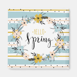 Imán Hola, primavera. Flores de primavera imanes de reg