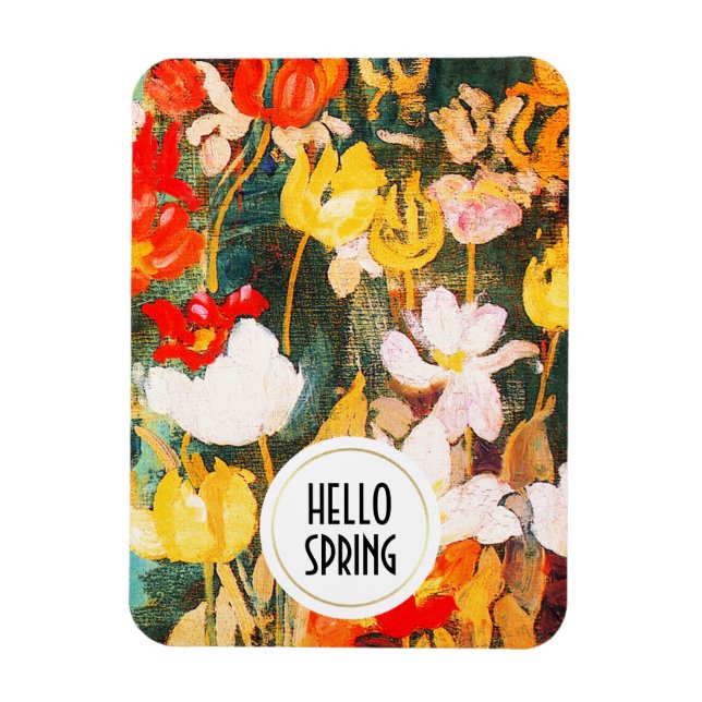 Imán Hola, primavera. Regalo de Pascua Personalizado Be (Vertical)