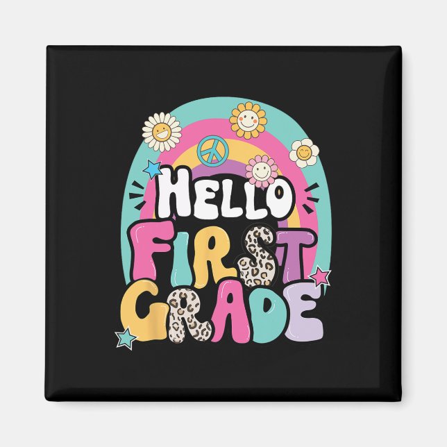Imán Hola Primer Grado De Vuelta Al Primer Día Del Prof (Frente)