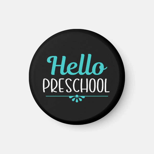 Imán Hola profesor de primer día de clase preescolar (Frente)