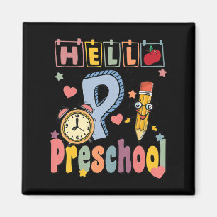 Imán Hola Profesor Retro de Preescolar, Chicas de niño 