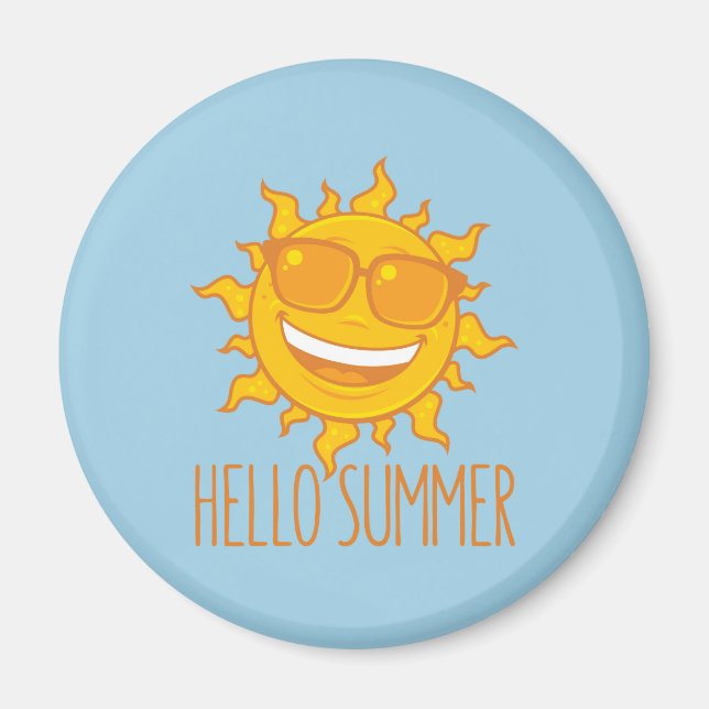 Imán Hola Sol de verano con gafas de sol (Frente)