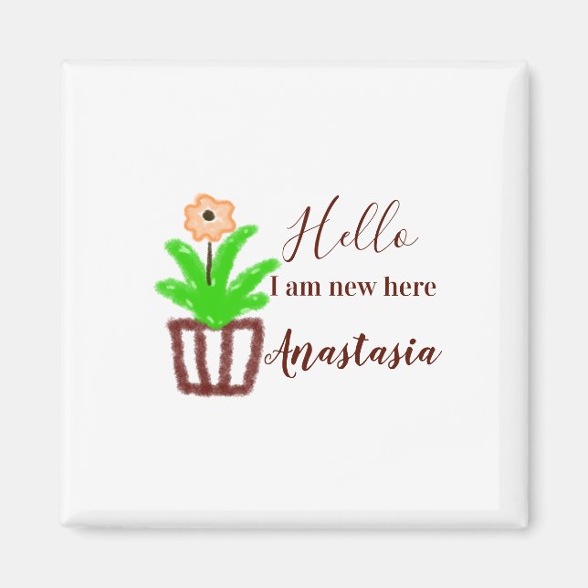 Imán Hola, soy nuevo aquí, bebé ducha niños hoja de flo (Frente)