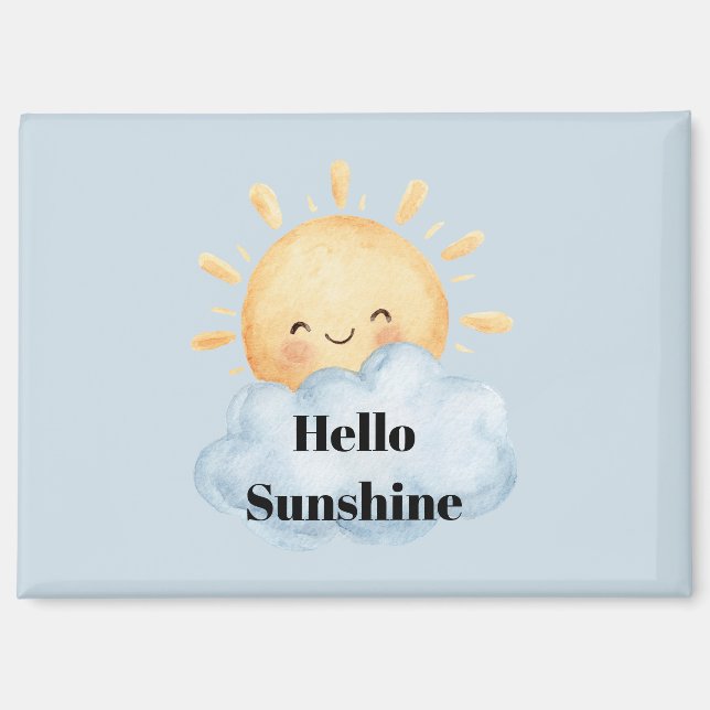 Imán Hola Sunshine Amarillo Feliz Sol Nube   (Anverso)
