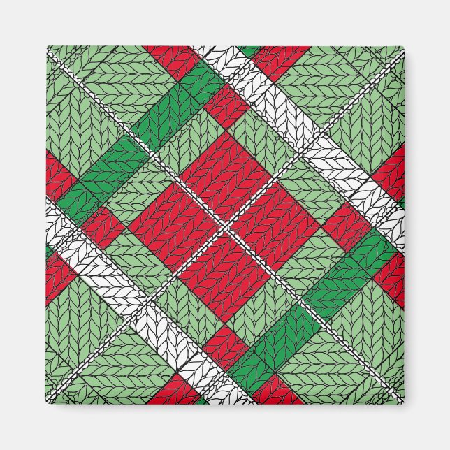 Imán HOLIDAY ARGYLE KNIT Square Magnet (Frente)