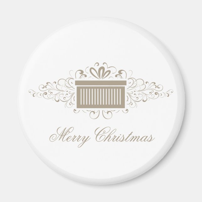 Imán Holiday Swirls Present Magnet, Latte (Frente)