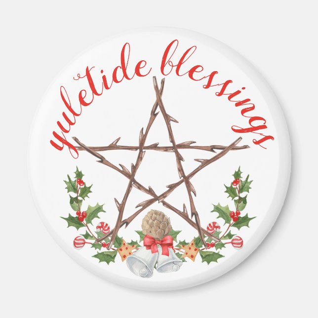 Imán Holiday Yuletide Twig Pentacle Wicca Sabbat (Frente)