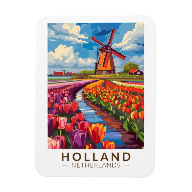 Imán Holland Travel Art Vintage (Vertical)