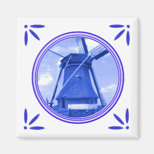 Imán Holland Windmill Delft Blue Style