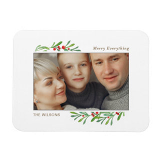Imán Holly Berry Gold Botanical Photo Holiday