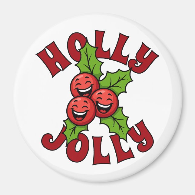 Imán Holly Jolly Funny Laughing Holly Navidades (Frente)