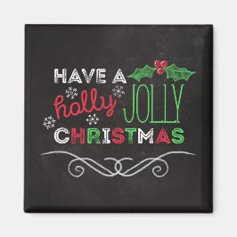 Imán Holly Jolly Navidades Rustic Chalkboard