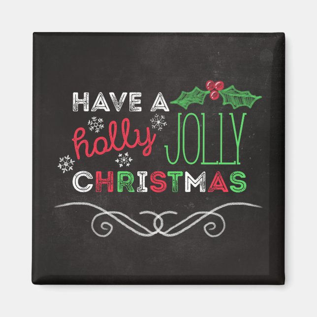 Imán Holly Jolly Navidades Rustic Chalkboard (Frente)